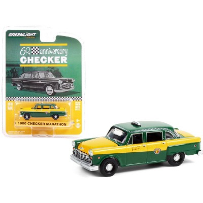 1960 Checker Marathon Taxi Green and Yellow "Checker 60th Anniversary" 1/64 Diecast Model Car by Greenlight