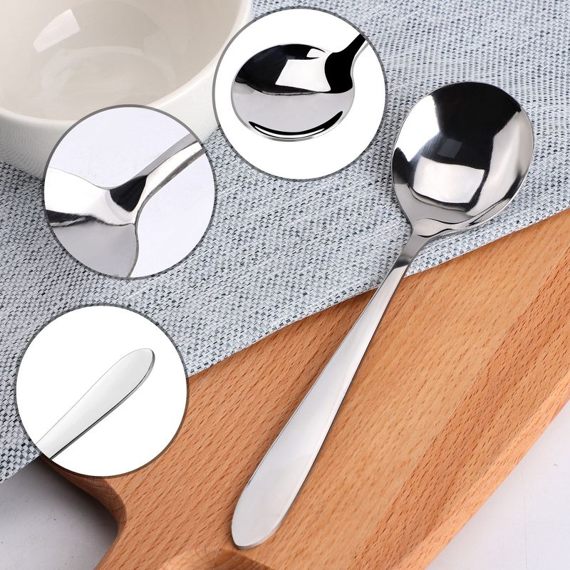 Unique Bargains Stainless Steel for Cooking Dining Spoons 4 Pcs Silver Tone 4 Pcs, 5 of 9