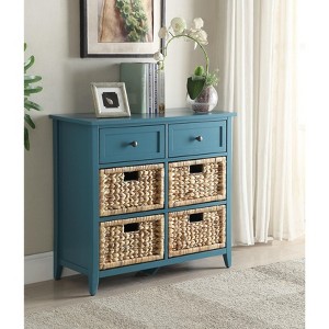 ORRD  Teal Console Cabinet with 6 Drawers - Basket Front Design Storage Cabinet with Tapered Legs - 1 of 4