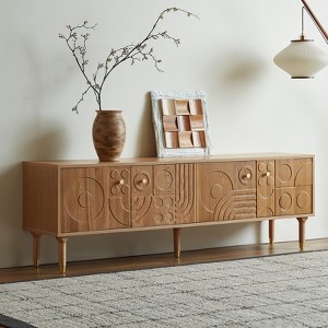 LOVSON 70.8'' Mid-Century TV Stand,with 4 Cabinet Storage Media Console, Wooden Entertainment Center for 55+ Inch TVs, for Living Room,Natural - 1 of 4