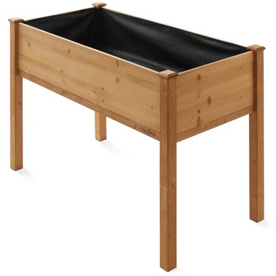 Casafield Outdoor Raised Garden Bed - Elevated Wood Planter Box with Legs and Liner for Vegetables, Lawn, and Yard