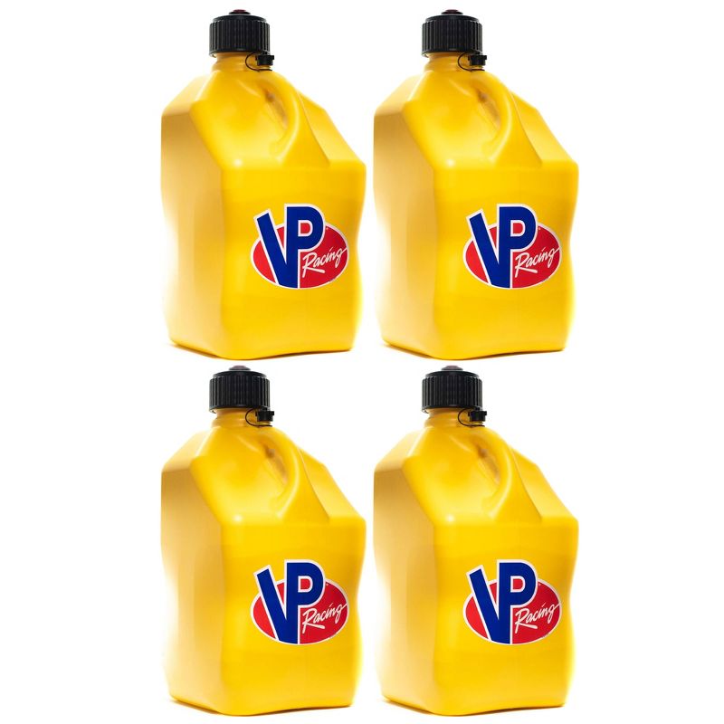 VP Racing 5.5 Gal Motorsport Racing Liquid Container Utility Jug Can with Contoured Handle, Multipurpose Cap and Rubber Gaskets, Yellow (4 Pack), 1 of 7