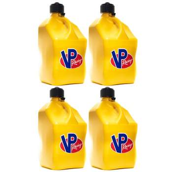 VP Racing 5.5 Gal Motorsport Racing Liquid Container Utility Jug Can with Contoured Handle, Multipurpose Cap and Rubber Gaskets, Yellow (4 Pack)