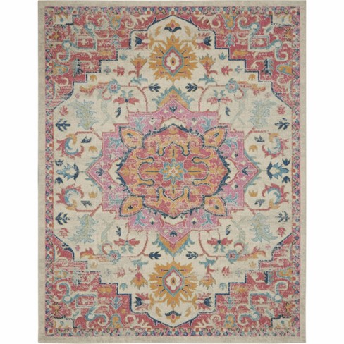 Oriental Medallion Bohemian Indoor Outdoor Cream Area Rug Rugs for Outside  Minimalist Boho Rug Machine Washable Rug Throw Rugs Floor 