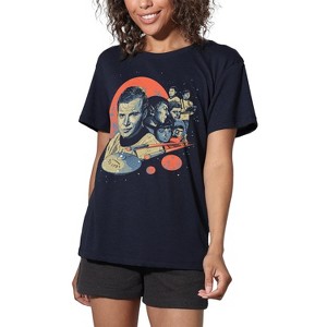 Women's Star Trek Trek Poster Loose T-Shirt Navy - 1 of 4