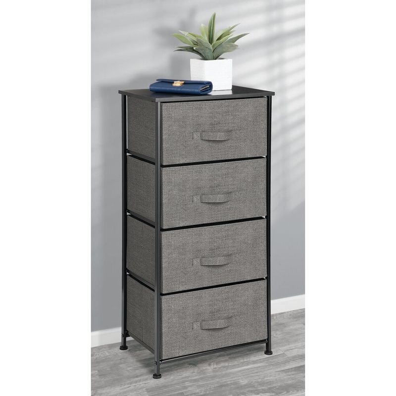 mDesign Tall Dresser Storage Tower Stand with 4 Fabric Drawers - Charcoal Gray, 2 of 6