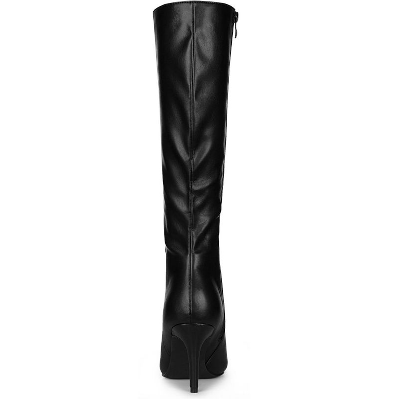 Allegra K Women's Pointed Toe Side Zipper Stiletto Heel Knee High Boots, 4 of 8