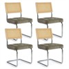 Set of 4 Kylie 20.5" Wider Tufted Seat Upholstered Fabric Chairs with Chrome Legs And Mesh Backrest Cane Rattan Dining Chairs - Maison Boucle - 2 of 4