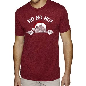 LA Pop Art Peeking Santa - Men's Premium Blend Word Art T-Shirt - 1 of 4