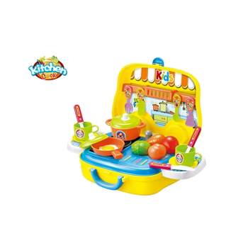 Insten 24 Piece Portable Kids Kitchen Cooking Set, Play Food, 10.5 x 8 x 8 in