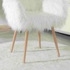 Racxily WHITE Faux Fur Dining&Side Chair -Soft Cushion Seat/Back,Beech Metal Legs with Floor Protectors,Cozy Elegant Style for Dining/Guest Rooms - 2 of 4