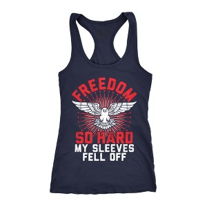 Womens Tank Freedom So Hard My Sleeves Fell Off Tanktop Funny USA 4th of July Shirt - Crazy Dog Women's Tank Top - 1 of 4