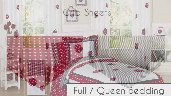 Sweet Jojo Designs Girl Baby Milestone Blanket Polka Dot Ladybug Red Black and White, 2 of 7, play video