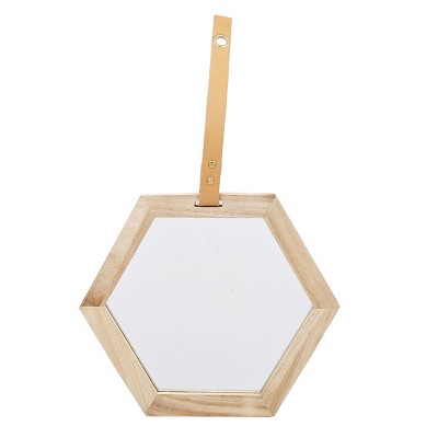 Hexagon Mirror with Wood Frame with Beige Decorative Wall Mirrors Small,Bedroom Home Decor Mirrors-The Pop Home