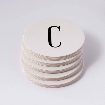 50ct 4" Personalized Lettering 'C' on Coasters White