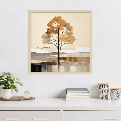 Svelte Natural Framed Abstract Tree Graphic Art Print
