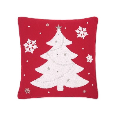 C&F Home 18" x 18" Red & White Tree Christmas Holiday Throw Pillow