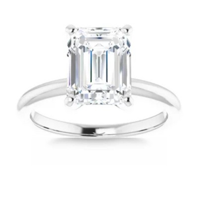 Pompeii3 2.97Ct Platinum Certified Lab Created Emerald Cut Diamond Engagement Ring - Size 6.5