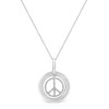 Haus of Brilliance Matte Finish Silver Diamond Accent Dancing Peace Sign Pendant Necklace - 2 of 4