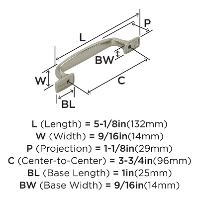 Polished Nickel 3-3/4 inch Cabinet Drawer Pull Handle