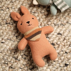INFURNIC Baby and Toddler Learning Toys Ultra Soft Handmade Cotton Knitted Bunny Plush Toy for Cozy Nursery Comfort, Khaki, 16"*10"*1" - 1 of 4