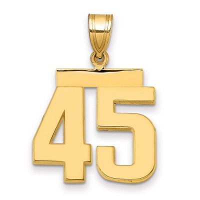 Black Bow Jewelry 14k Yellow Gold, Athletic Collection Medium Polished Number 45 Pendant