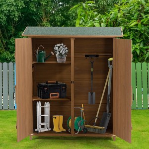 Outdoor Wooden Storage Shed, Outside Storage Cabinet with Shelves, Garden Tools Shed with Lockable Door for Storing Garden Tools and Household Debris - 1 of 4