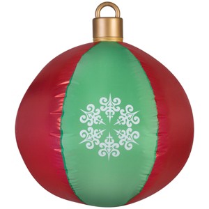 Gemmy Christmas Airblown Inflatable Mixed Media Hanging Ball Ornament (Red & Green), 2.5 ft Tall - 1 of 3