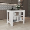 FONTOI 35.4" H Kitchen Island with Three Open Storage Shelves, Kitchen Table for Home, White&Pine, 40.5"*35.4"*27.5" - 2 of 4