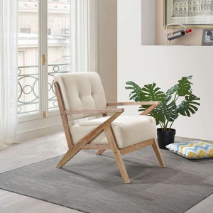 CAVINAS Polyester Accent Chair with Tufted Back and Rubberwood Legs,Modern Upholstered Living Room Chairs,Reading Chairs for Living Room - 1 of 4