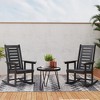 Outsunny Outdoor Rocking Chairs Set of 2, HDPE Patio Rockers with 28" High Back, Wide Armrests and Slatted Seat for Porch Backyard Balcony, Black - 2 of 4