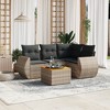 vidaXL 5 Piece Patio Sofa Set with Cushions Gray Poly Rattan - 2 of 4