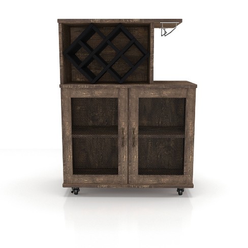 Morse Farmhouse Mobile Wine Cabinet Reclaimed Oak Homes Inside