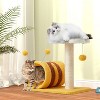 EROMMY 14.6" Flower Cat Tree with Well-padded Perch, Cat Tower with Sisal Scratching Posts and Interactive Toys, Yellow - 2 of 4