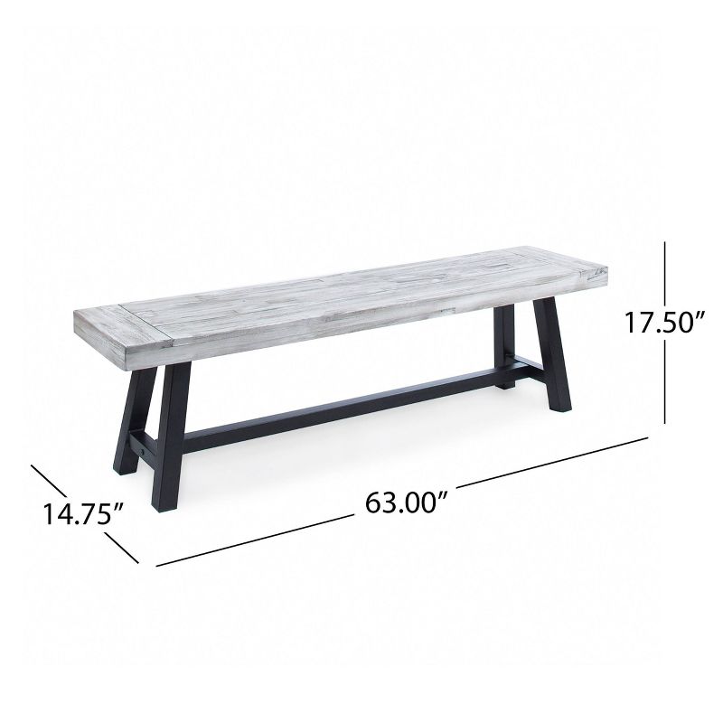 Carlisle Acacia Wood Dining Bench Light Gray - Christopher Knight Home, 4 of 6