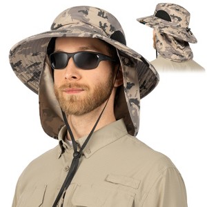 SUN CUBE Wide Brim Sun Hat Adults, Fishing Hats Sun UV Protection, Hiking Bucket Hat Safari Beach Boonie, UPF 50+ - 1 of 4