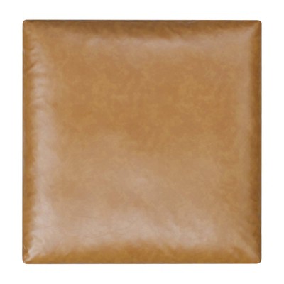 Plush Overstuffed Tan Vegan Leather Ottoman