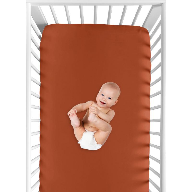 Sweet Jojo Designs Girl Baby Fitted Crib Sheet Boho Floral Wildflower Rust Orange, 5 of 7