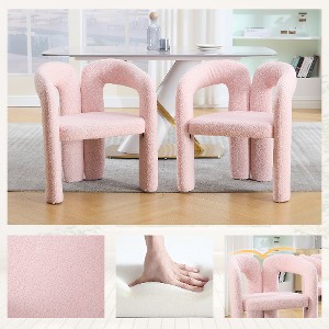 Lyngins 2-Pack Modern Accent Chair – Elephant Feet Design & Curved Back, Upholstered Dining Chair/Barrel Side Chair/Armchair for Living Room - 1 of 4