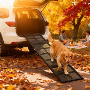 TopComfy Pet Step and Ramp Folding Portable Extra Long Wide Anti Slip Heavy Duty Steel Frame for Dogs SUVs Beds Couches, Black, 39.76"*21.65"*3.54" - 1 of 4