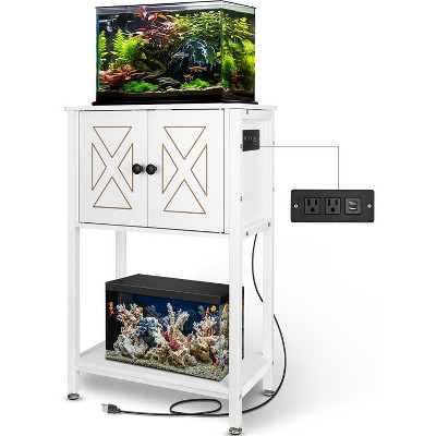 MaseiKar 5-10 Gallon Fish Tank Stand, Heavy Duty Aquarium Stand with Cabinet & Power Outlets for Fish Tank Accessories Storage, Double Tank Stand