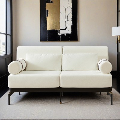 Modern Loveseat Sofa 59" Sofa Couch 2-Seater Sofa with Flexible USB Ports , Unique Cylindrical Armrests - Leovsnove