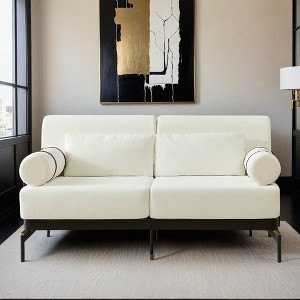 Modern Loveseat Sofa 59" Sofa Couch 2-Seater Sofa with Flexible USB Ports , Unique Cylindrical Armrests - Leovsnove - 1 of 4