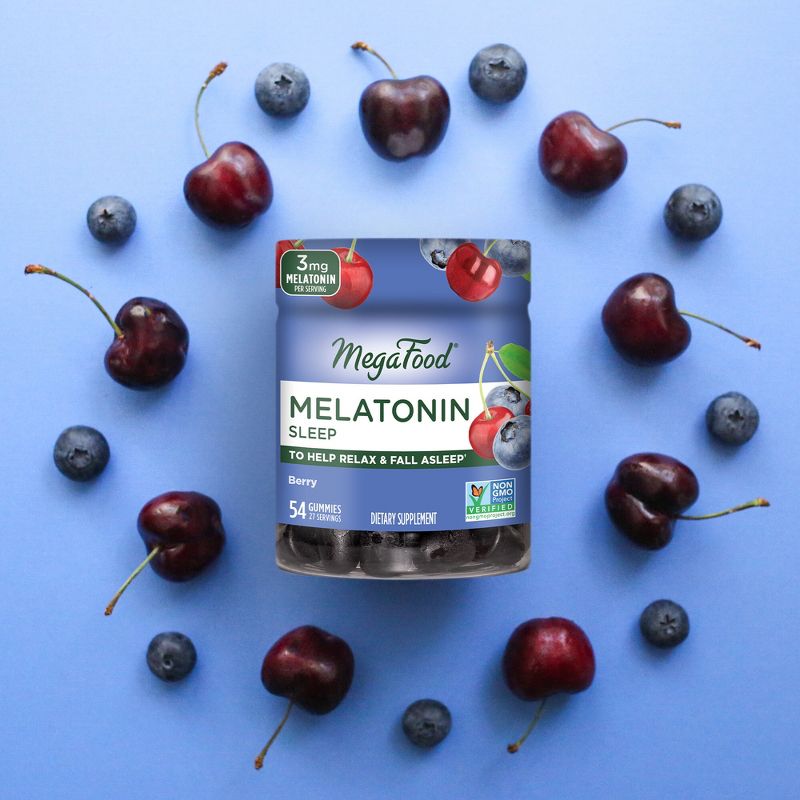 MegaFood 3mg Melatonin Gummies for Adults - Sleep Gummies - Berry - Vegan - 54ct, 6 of 9