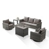 Buenhomino 5-Piece Patio Furniture Set with Fire Pit,Wicker Outdoor Swivel Rocker Chairs Patio Sofa for Backyard,Poolside,Deck,Gray Wicker - 2 of 4