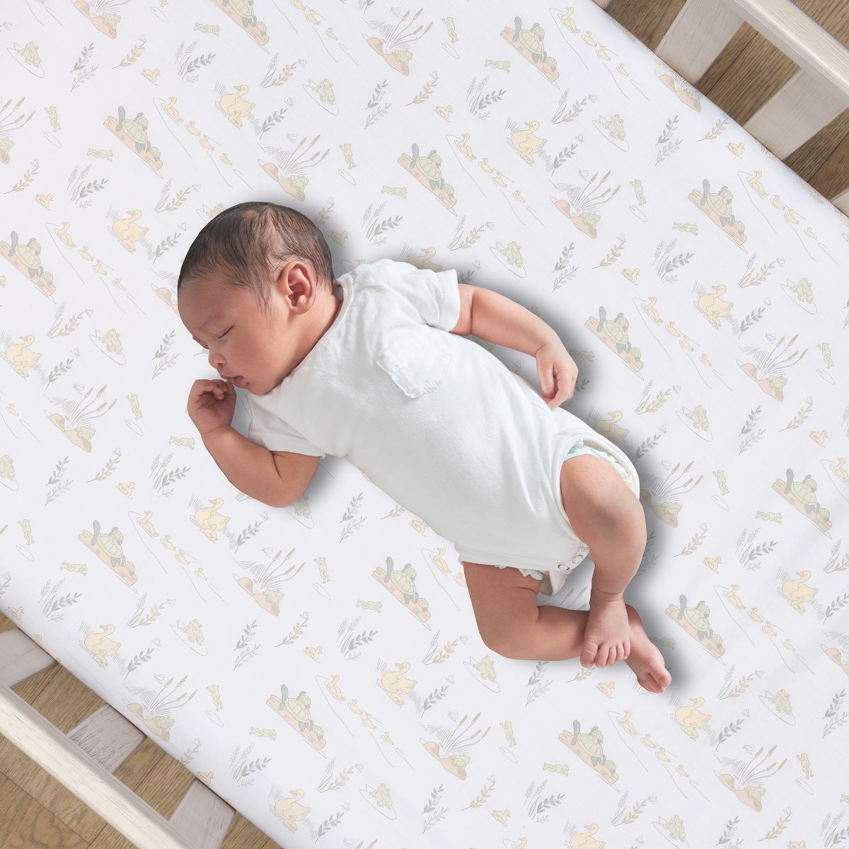 Lambs & Ivy Froggy and Friends 100% Cotton Baby Fitted Crib/Toddler Sheet - thumbnail 2