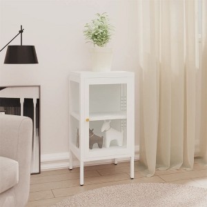 vidaXL Sideboard 15"x13.8"x27.6" Metal and Glass - 1 of 4