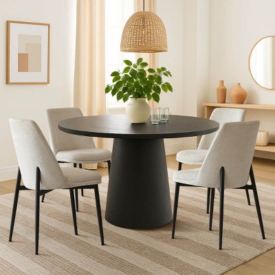 Armless Dining Chairs Set of 4,High-Back Linen Upholstered Kitchen Chair with Metal Legs for Dining Room,Kitchen,Living Room-Tanpinhause