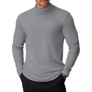 COOFANDY Mens Mock Turtleneck Long Sleeve Shirts Basic Thermal Turtle Neck Undershirt Lightweight Pullover Sweaters Top - 1 of 4