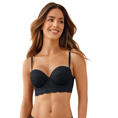Leonisa Laced Balconette Push-Up Bra with Wide Underbust Band - Black 36B
